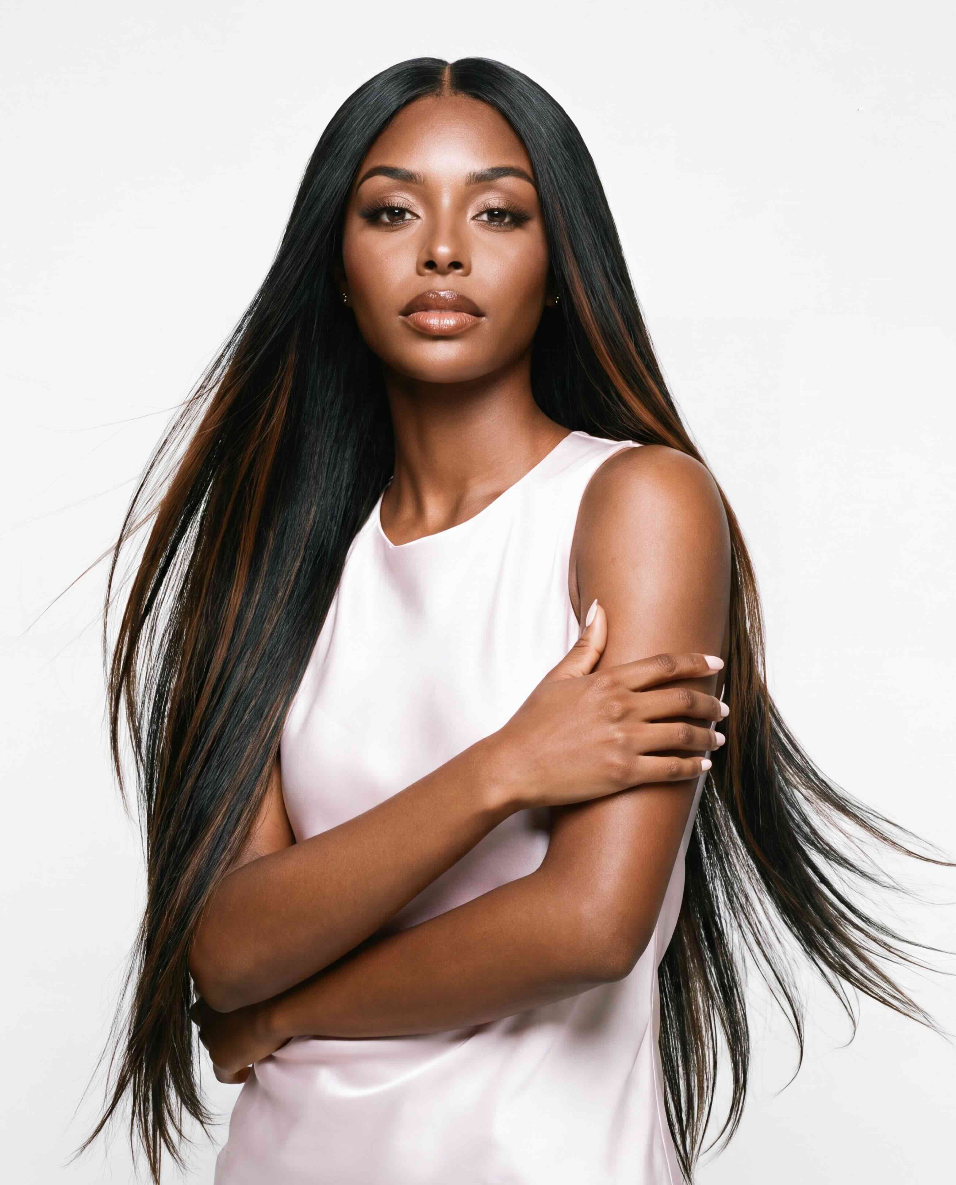 Model wearing a weave style